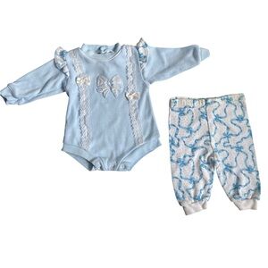 Vintage Little Miracles Blue Bow Matching Set